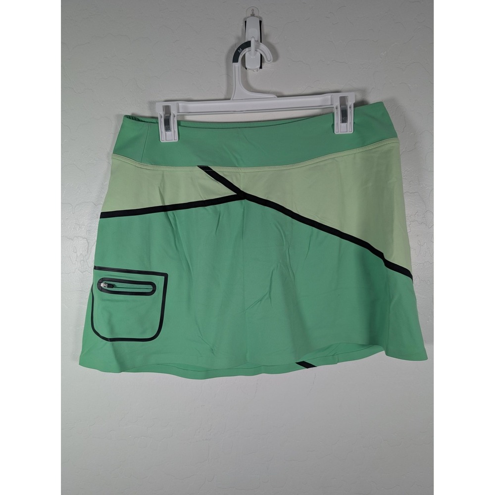 Title Nine Skort Womens Large Green Colorblock Athletic Activewear Pockets Lined